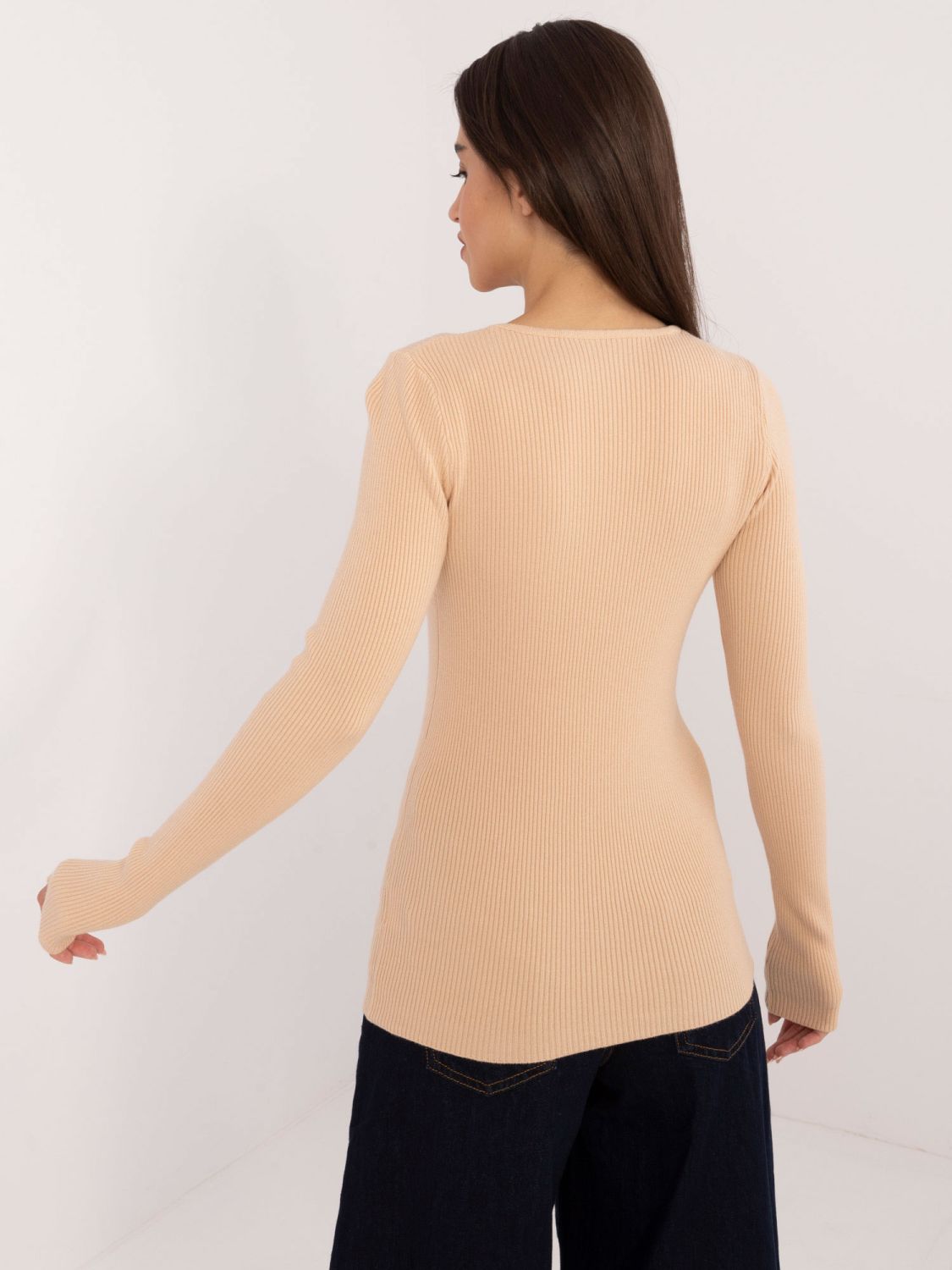 Beige Pullover mit langen Ärmeln