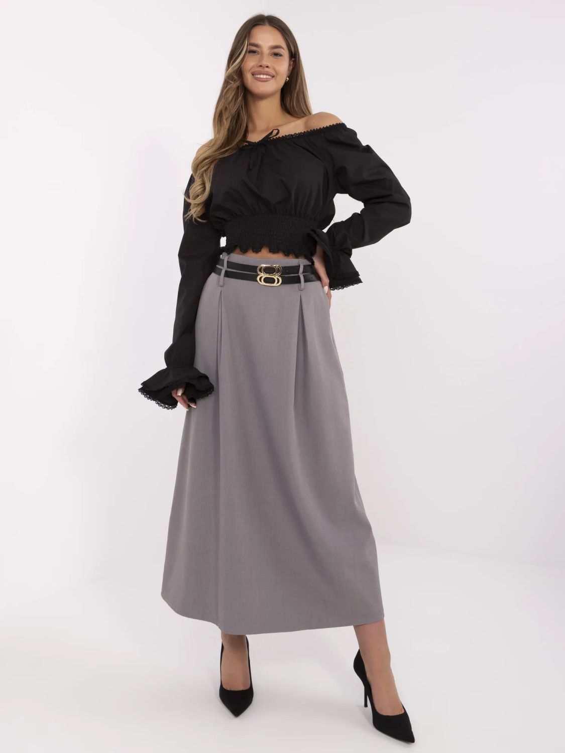 Eleganter Maxi-Rock in Grau