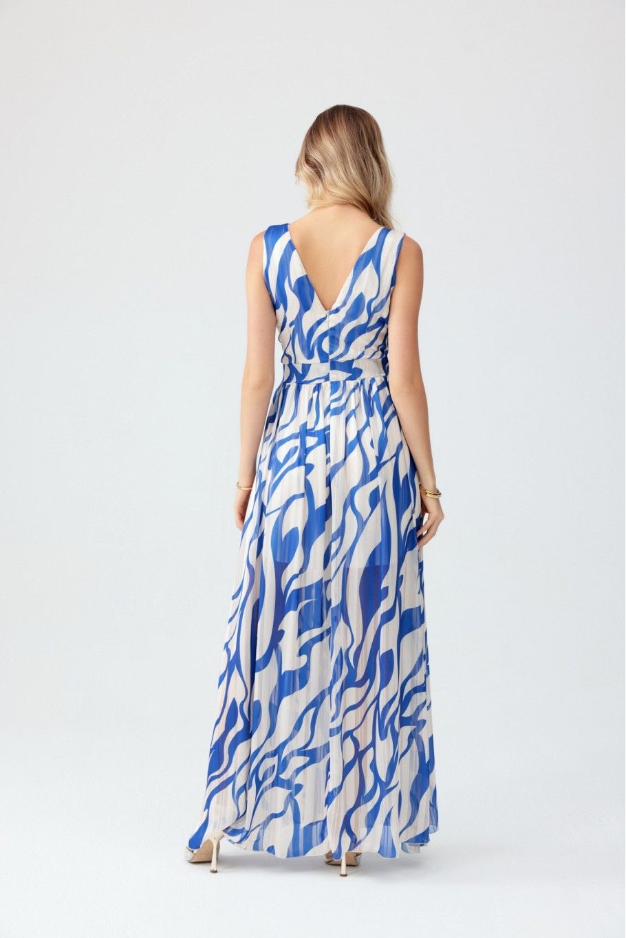Gemustertes Chiffon-Maxikleid mit Wickelausschnitt Lorena