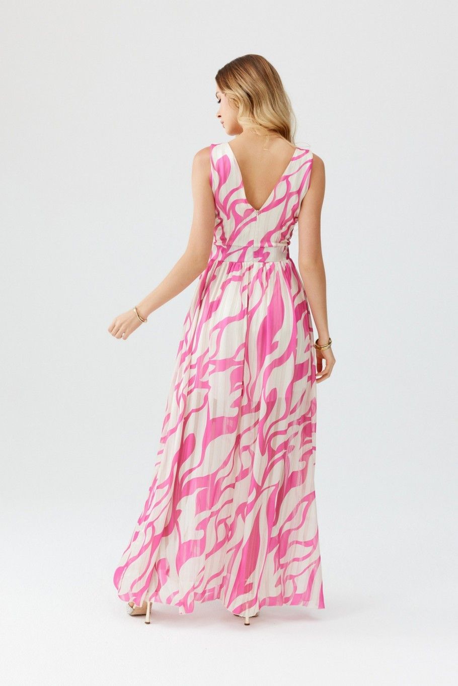 Gemustertes Chiffon-Maxikleid mit Wickelausschnitt