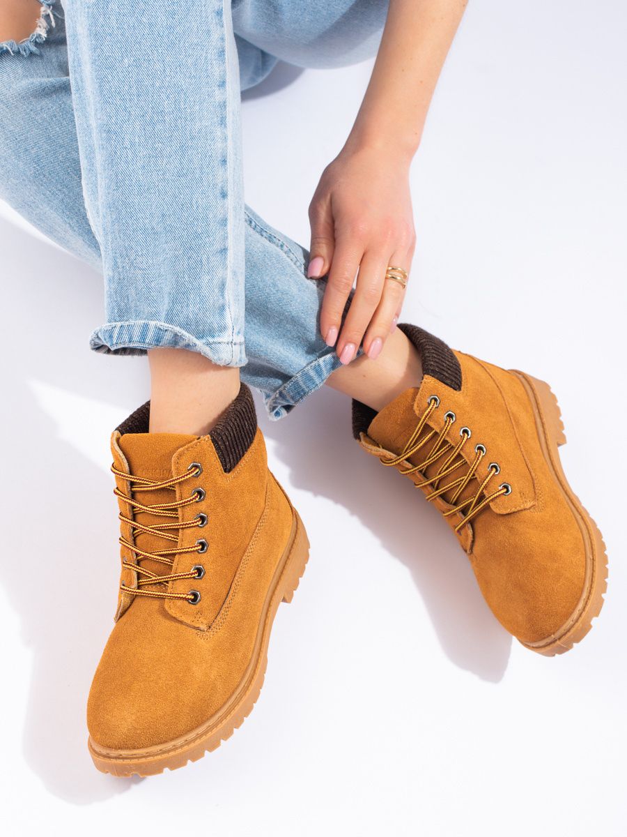 Damen Stiefeletten aus echtem Leder Shelovet in Beige