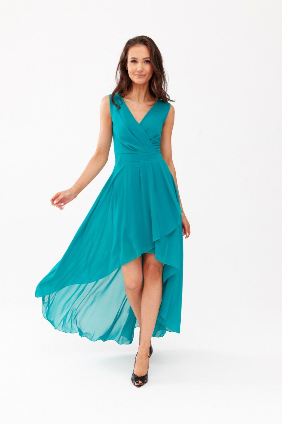 Asymmetrisches Kleid mit Wickelausschnitt in Hellgrün