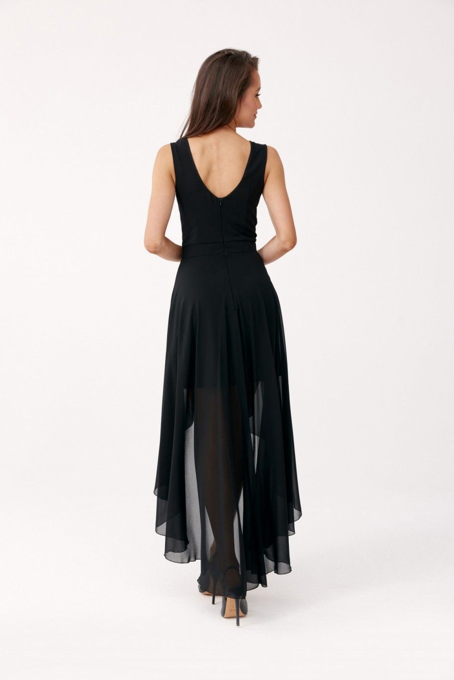 Asymmetrisches Kleid mit Wickelausschnitt, schwarz
