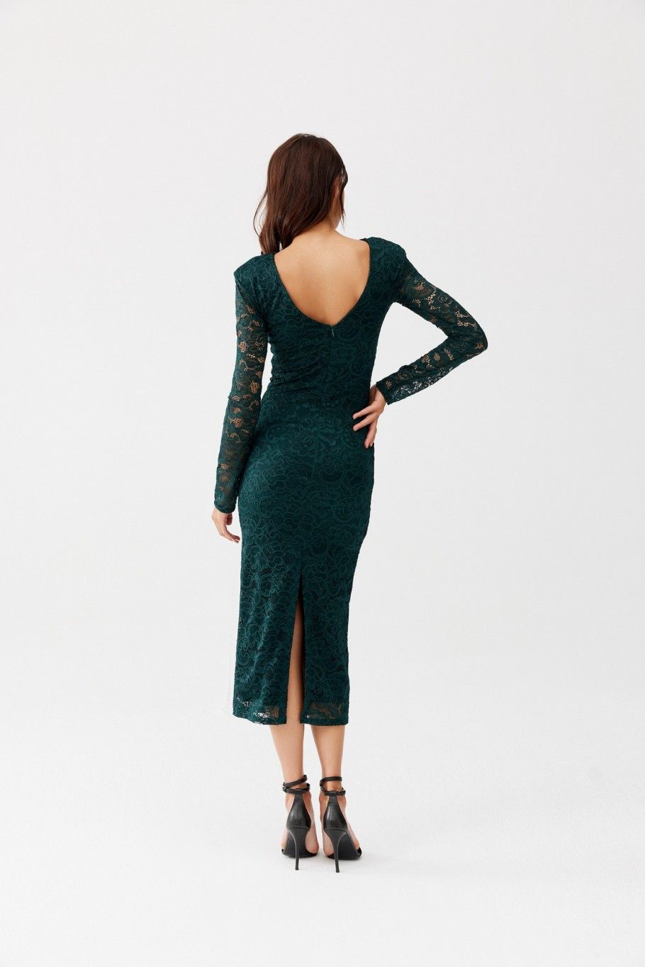 Grünes Spitzenkleid in 7/8-Länge