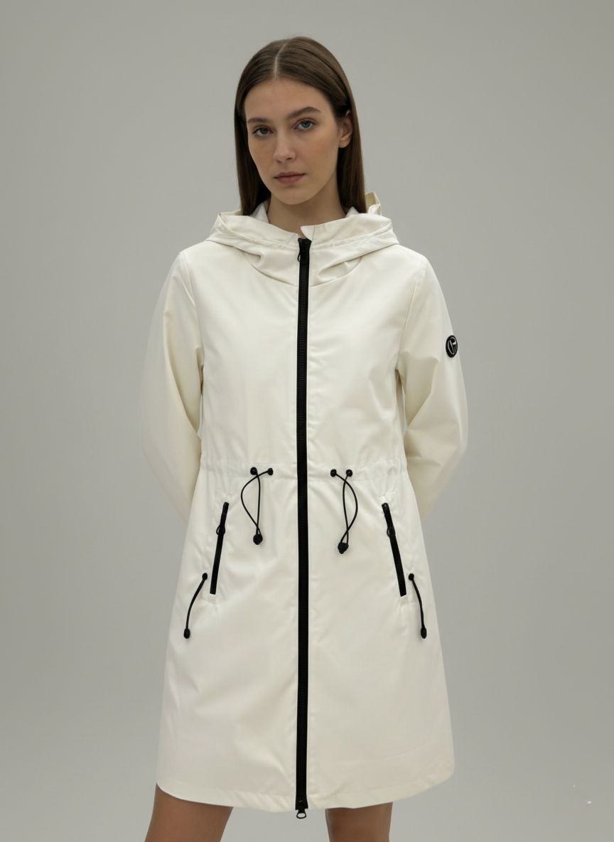 Damen-Übergangsjacke mit Kapuze - Ecru