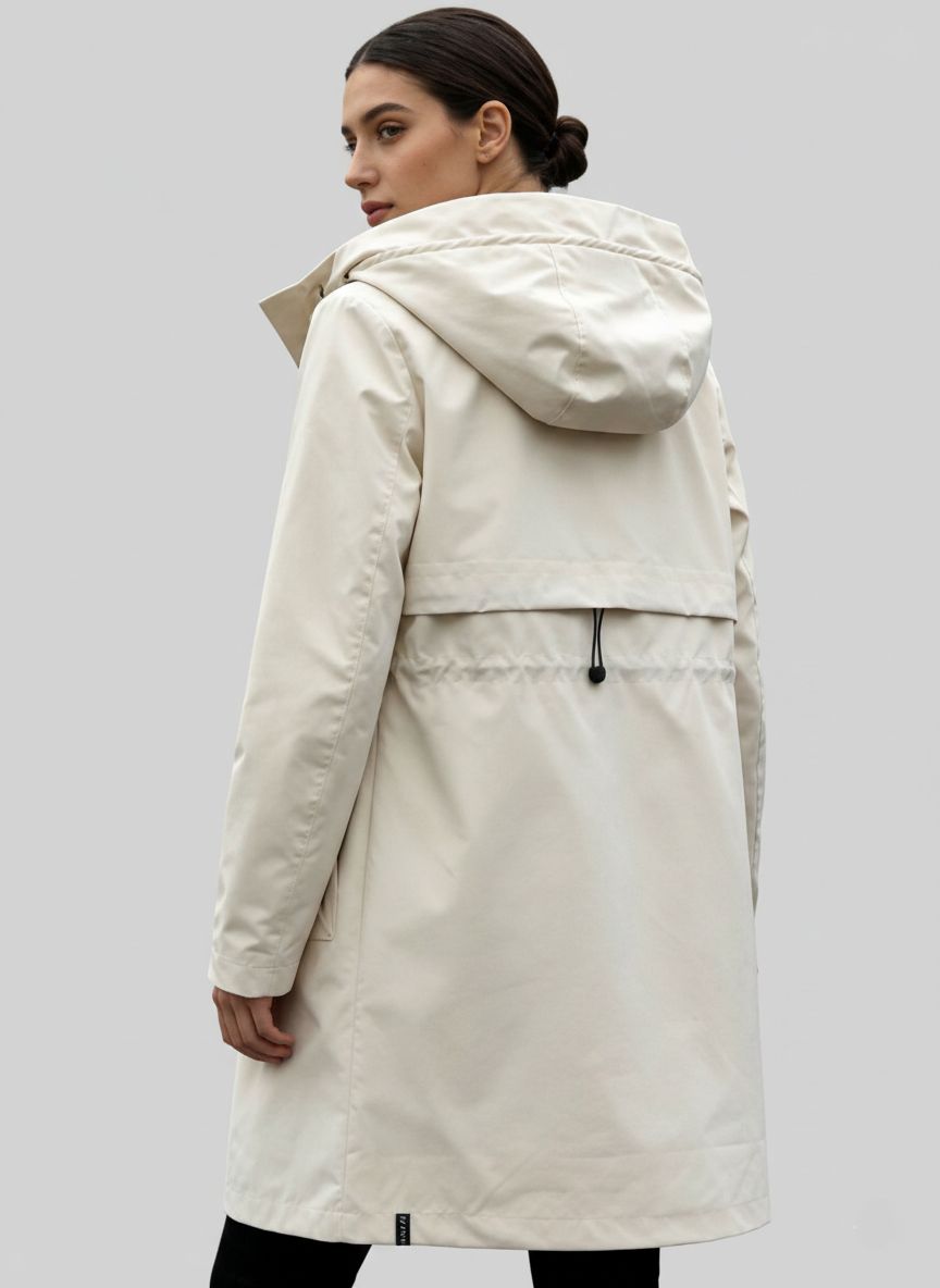 Damen-Übergangsjacke mit Kapuze - Ecru