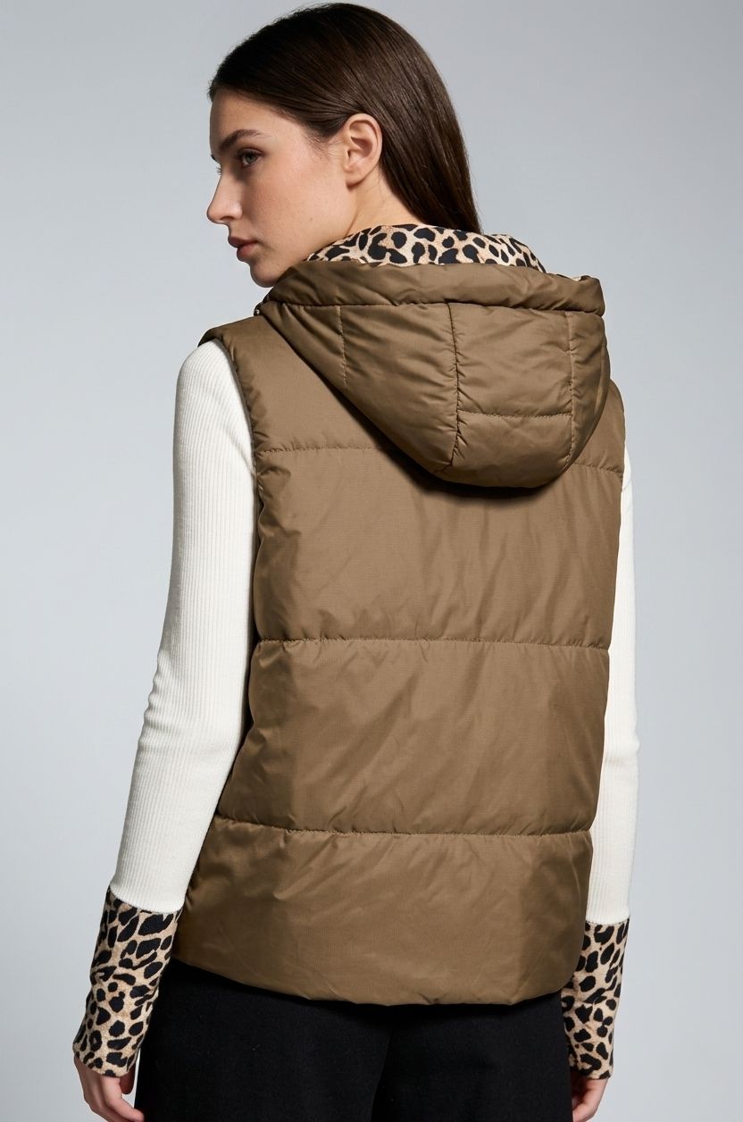 Wende-Weste mit Leopardenmuster, Braun