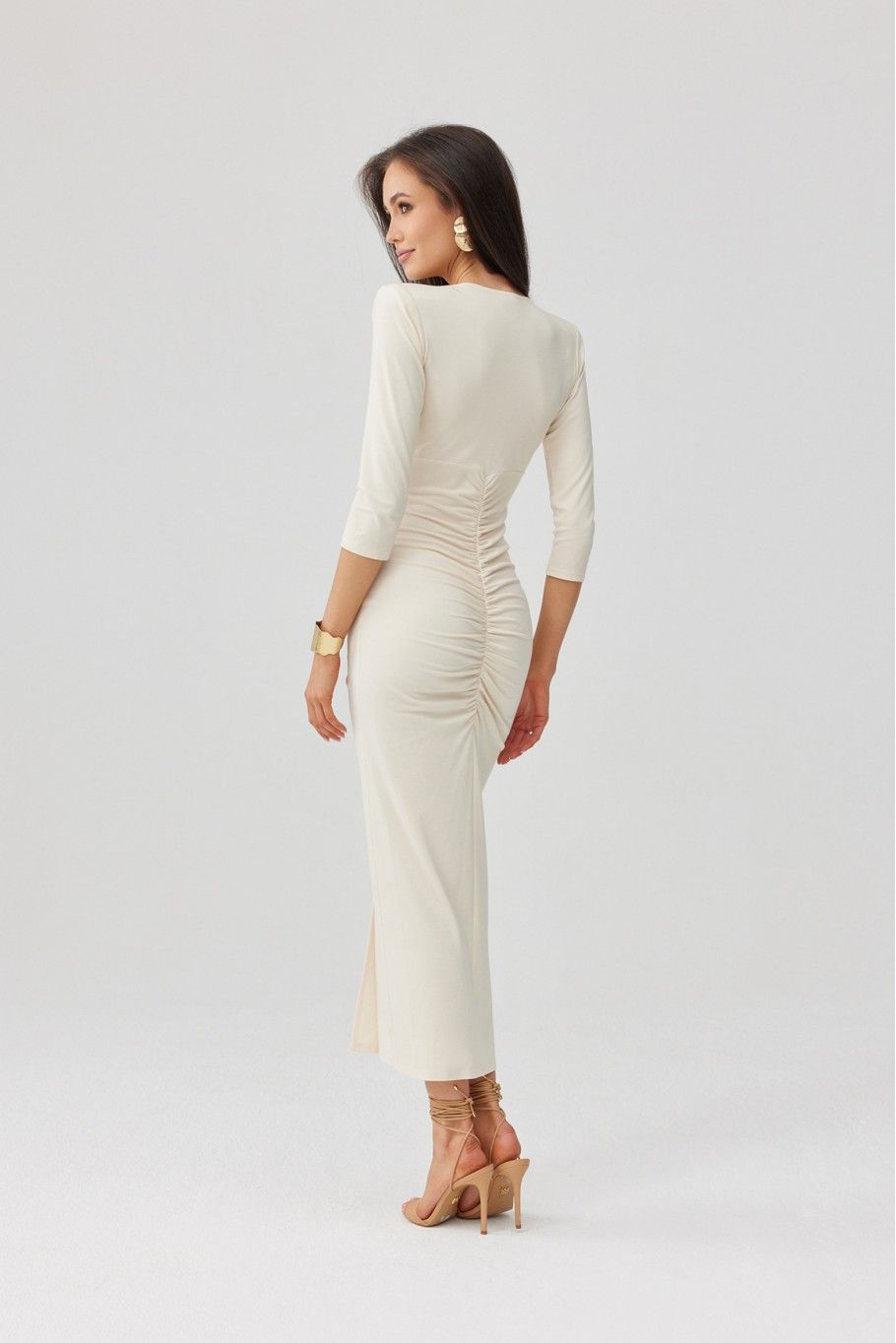 Midi-Kleid in Vanillefarbe Mireya