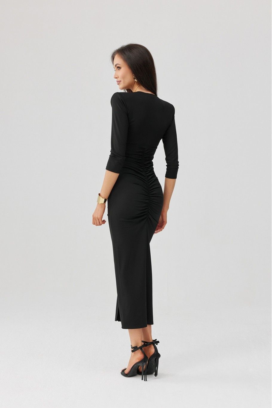 Schwarzes Midi-Kleid Mireya