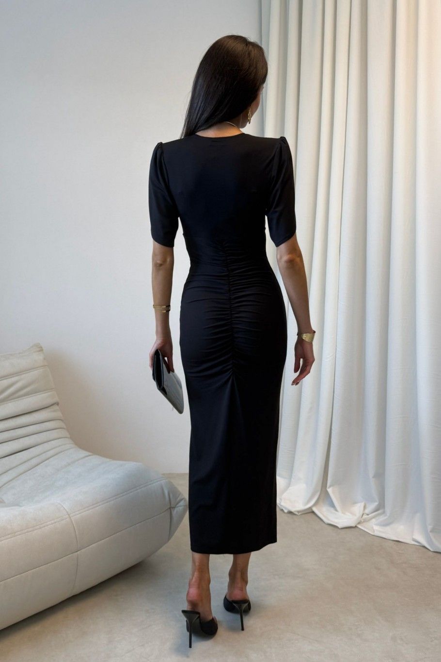 Schwarzes Midi-Kleid Melisandre