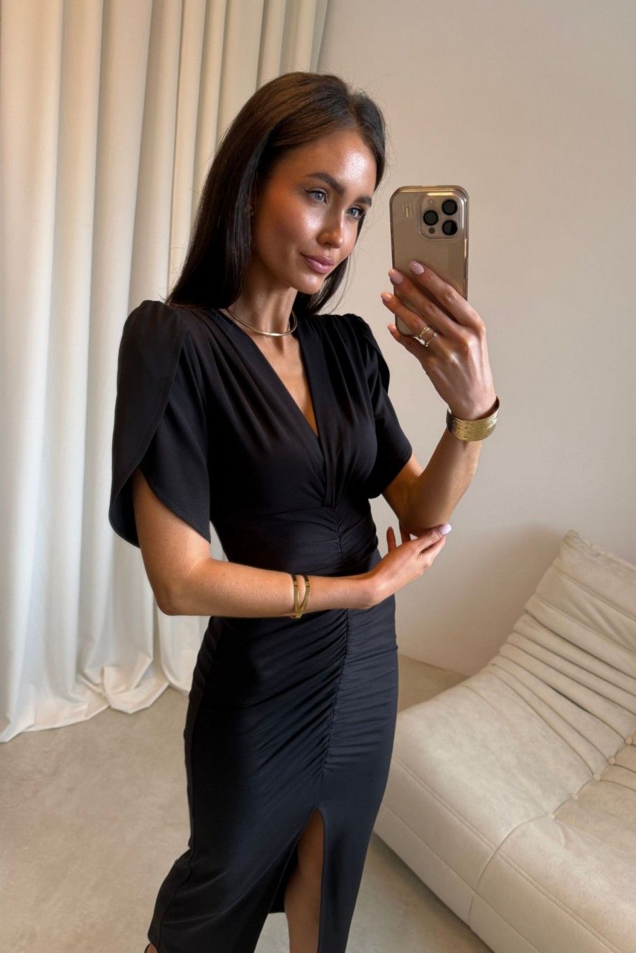 Schwarzes Midi-Kleid Melisandre
