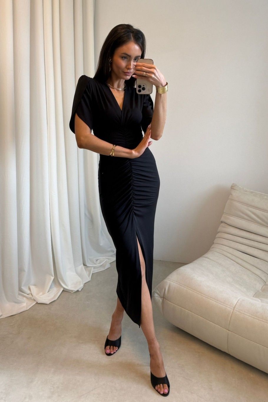 Schwarzes Midi-Kleid Melisandre