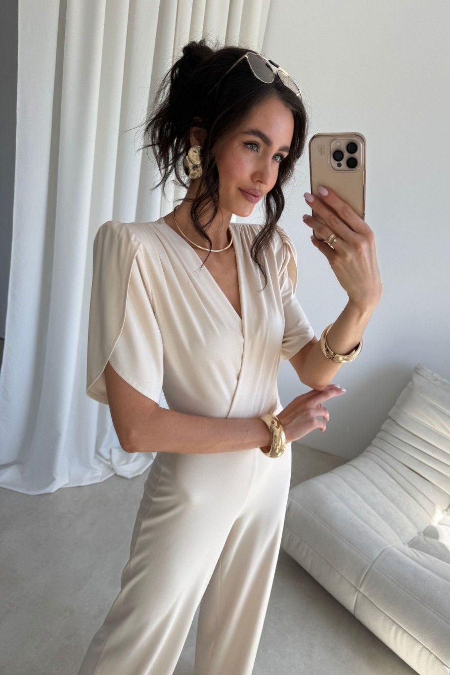 Vanillefarbener Jumpsuit Amaris