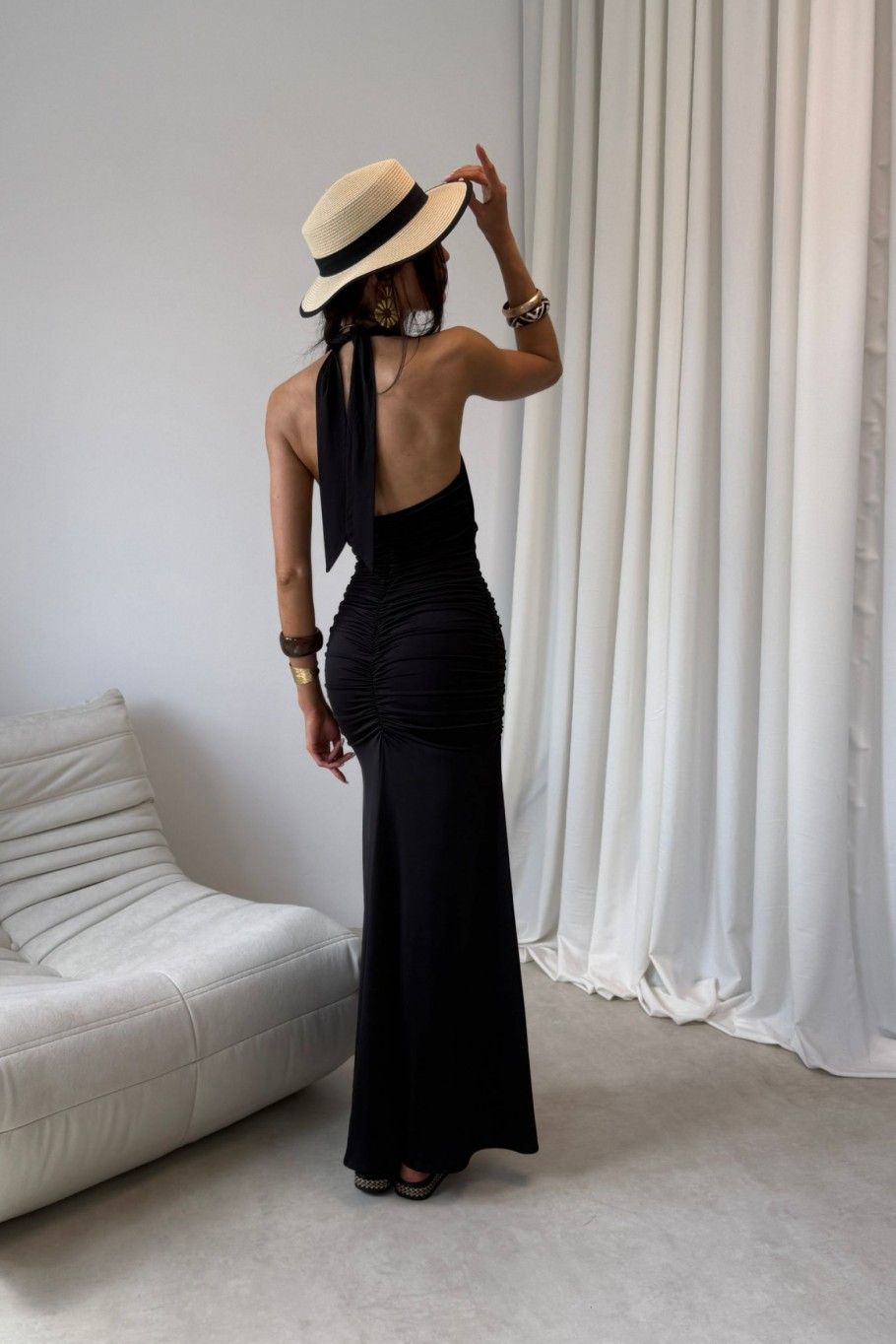 Schwarzes Maxi-Kleid Adeline