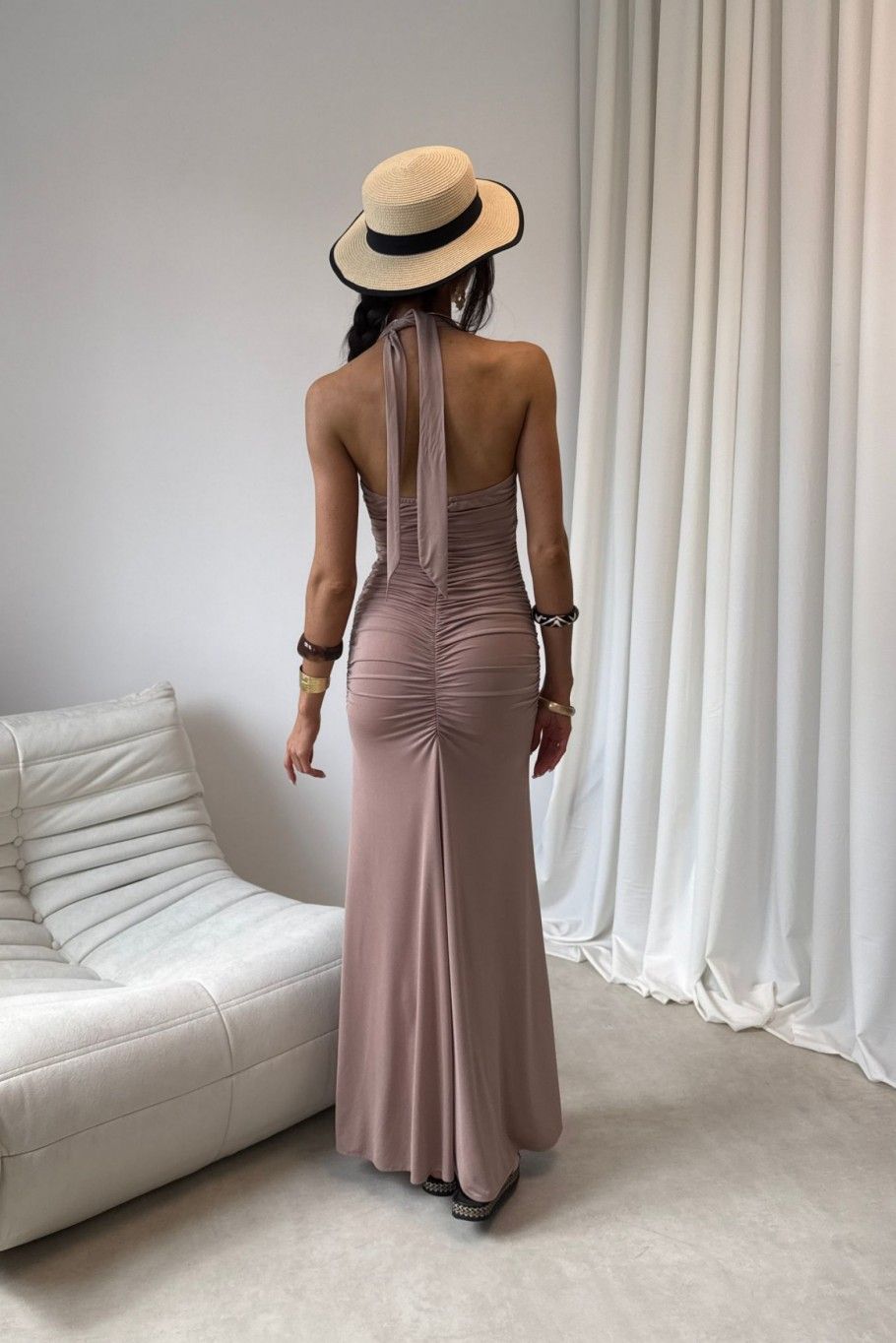Maxikleid Adeline in Mokka