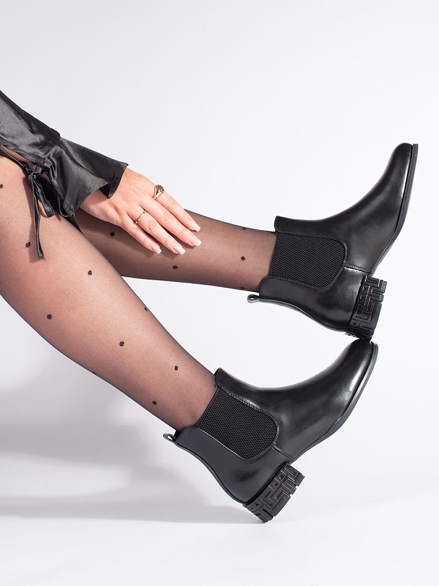 Schwarze Stiefeletten mit dekorativem Absatz von Sergio Leone