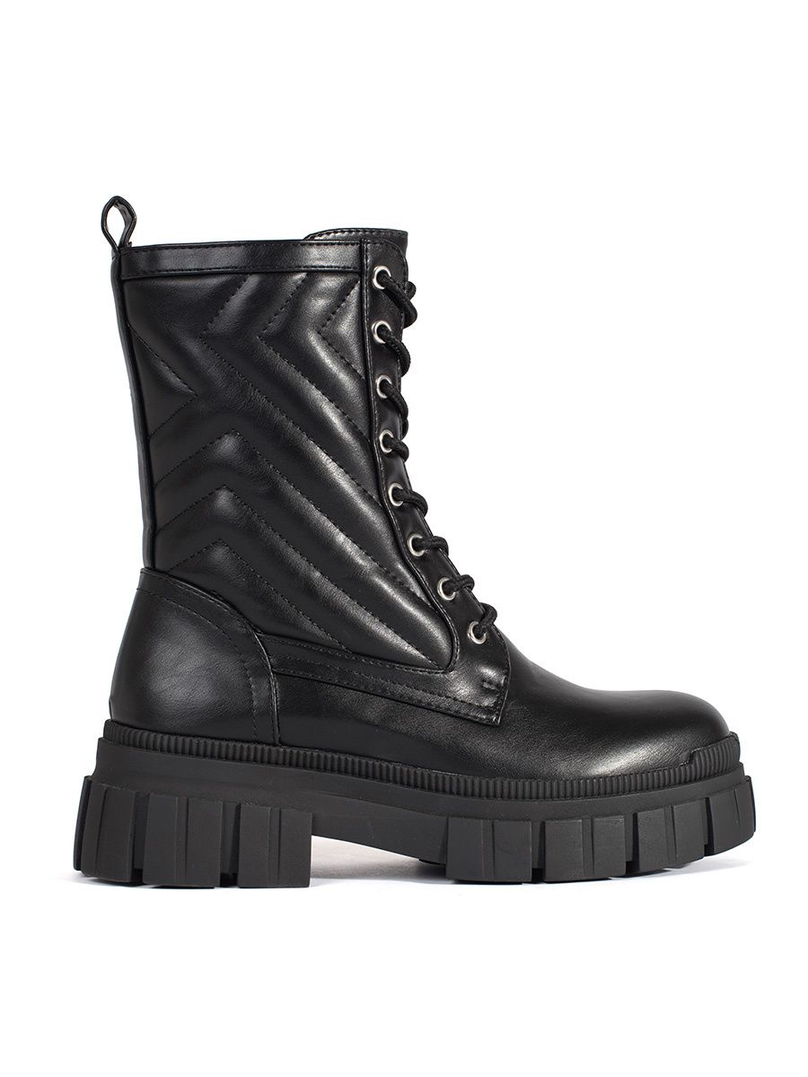 Schwarze Stiefeletten mit gestepptem Muster