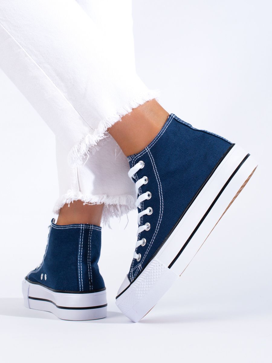 Damen hohe Sneakers auf Plattform Shelovet in Blau