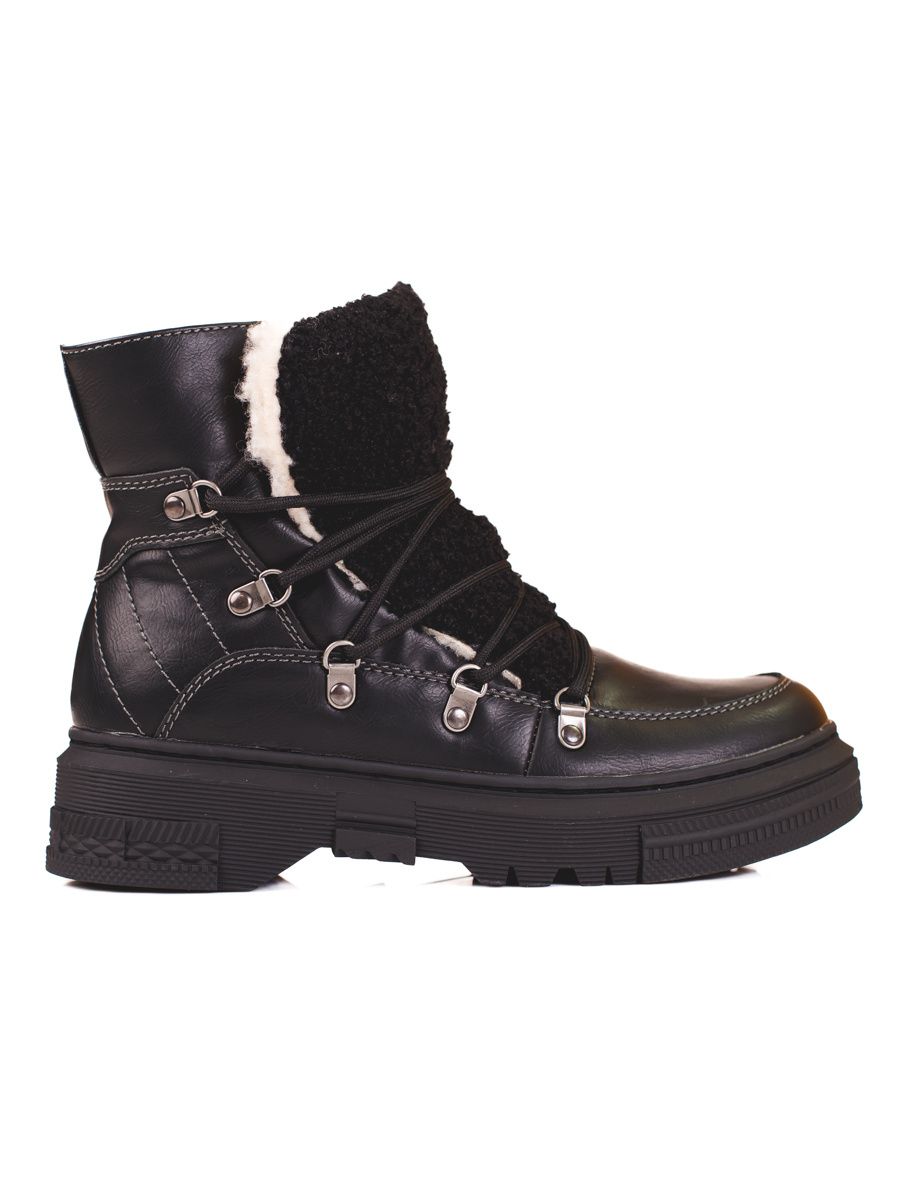 Schwarze Damen Schneestiefel mit Lammfell Shelovet