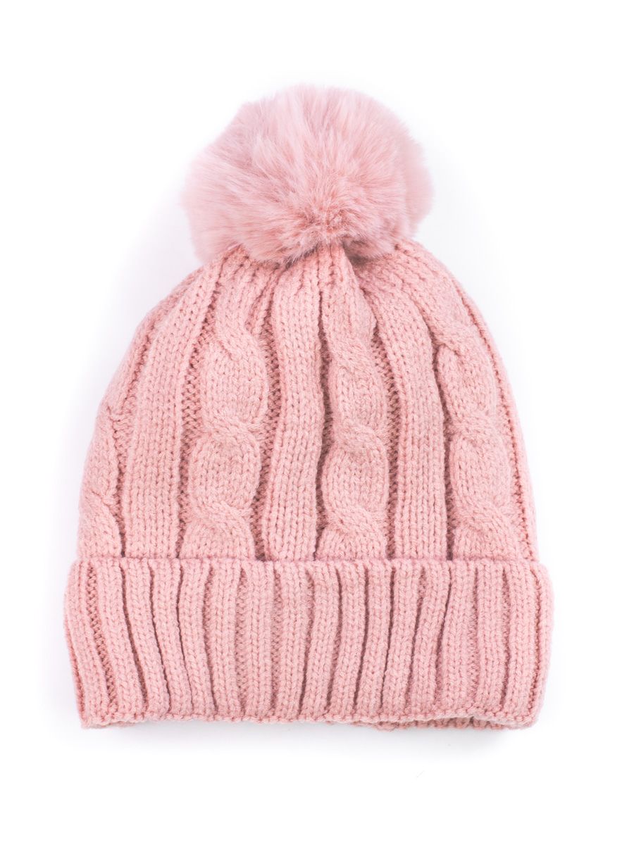 Gestrickte Wintermütze Rosa
