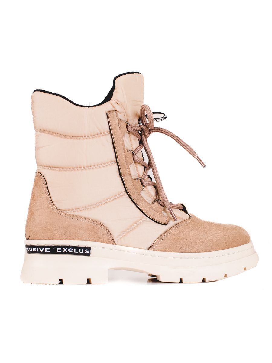 Beige Damen Schneestiefel Shelovet mit Schnürung