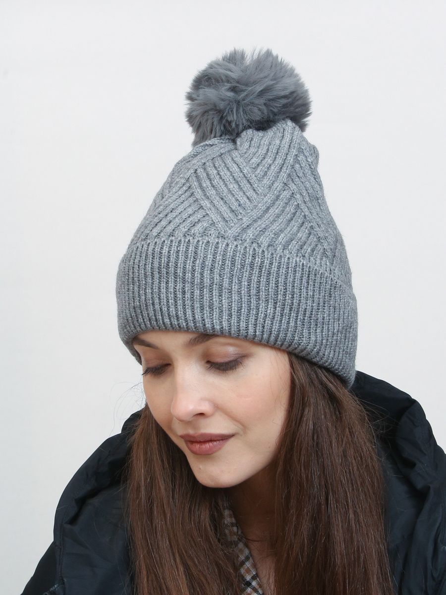Winterstrickmütze Grau