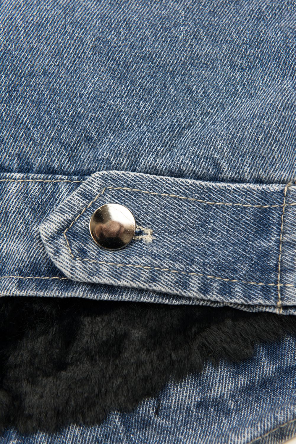 Jeansjacke mit kuscheligem Fellimitat blau/schwarz