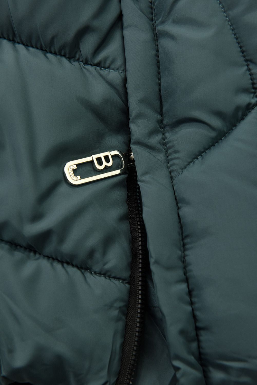 Verlängerter Damen-Wintermantel Petrolgrün