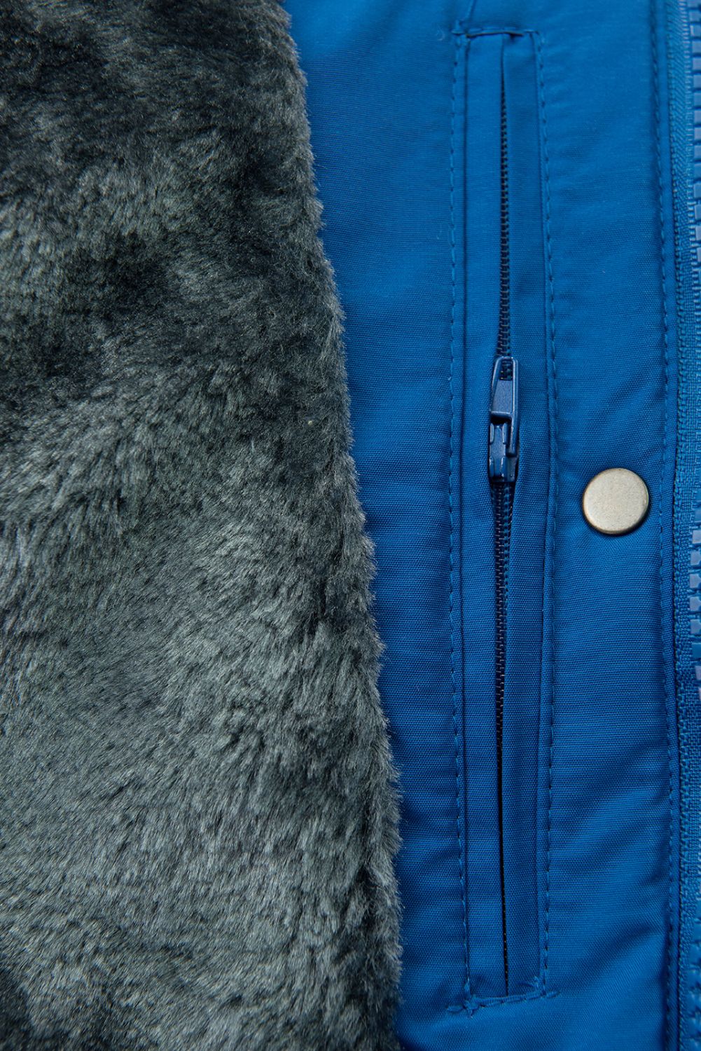 Winterjacke mit Teddy-Futter kobaltblau/grau