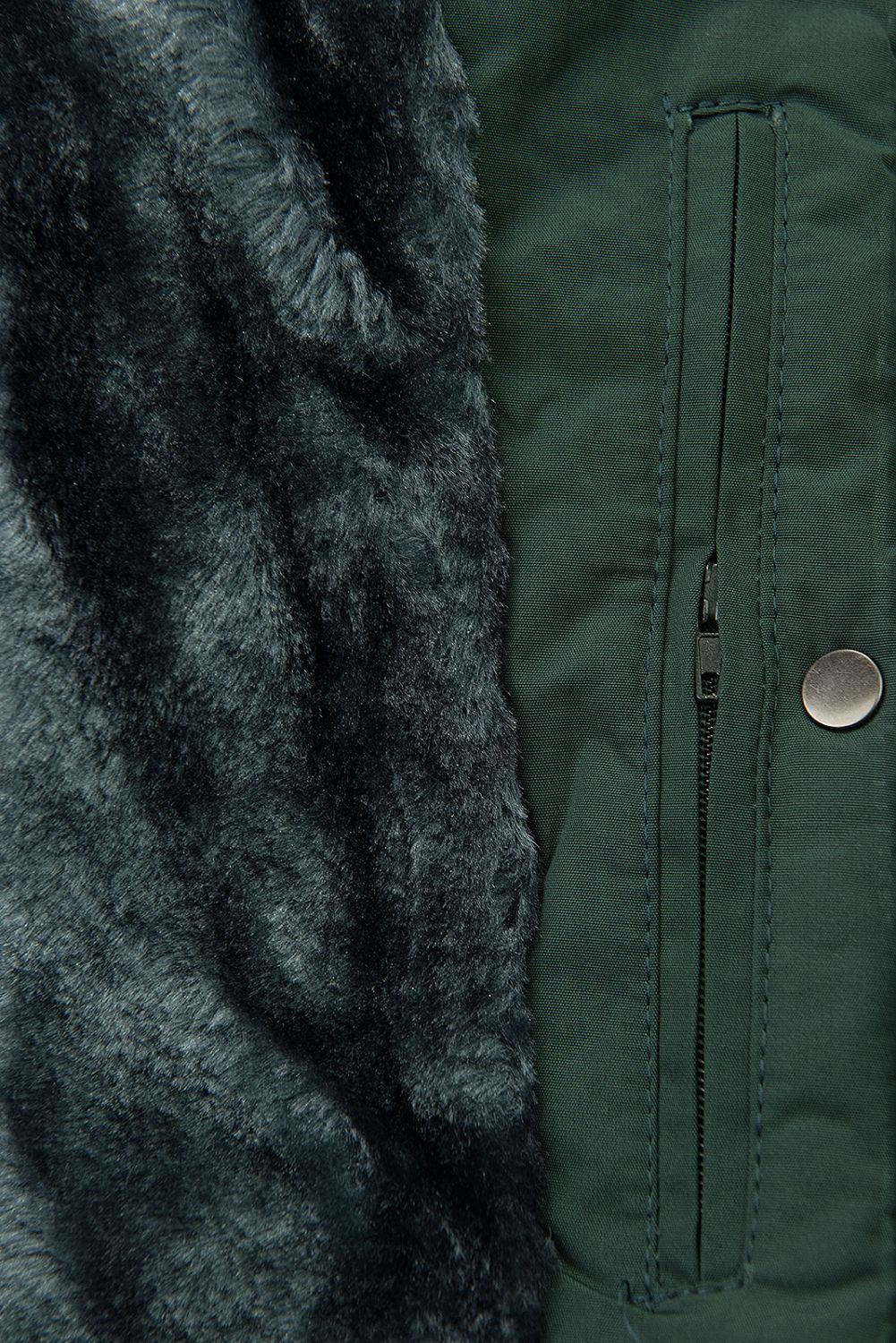 Winterjacke mit Teddy-Futter dunkelgrün/grau