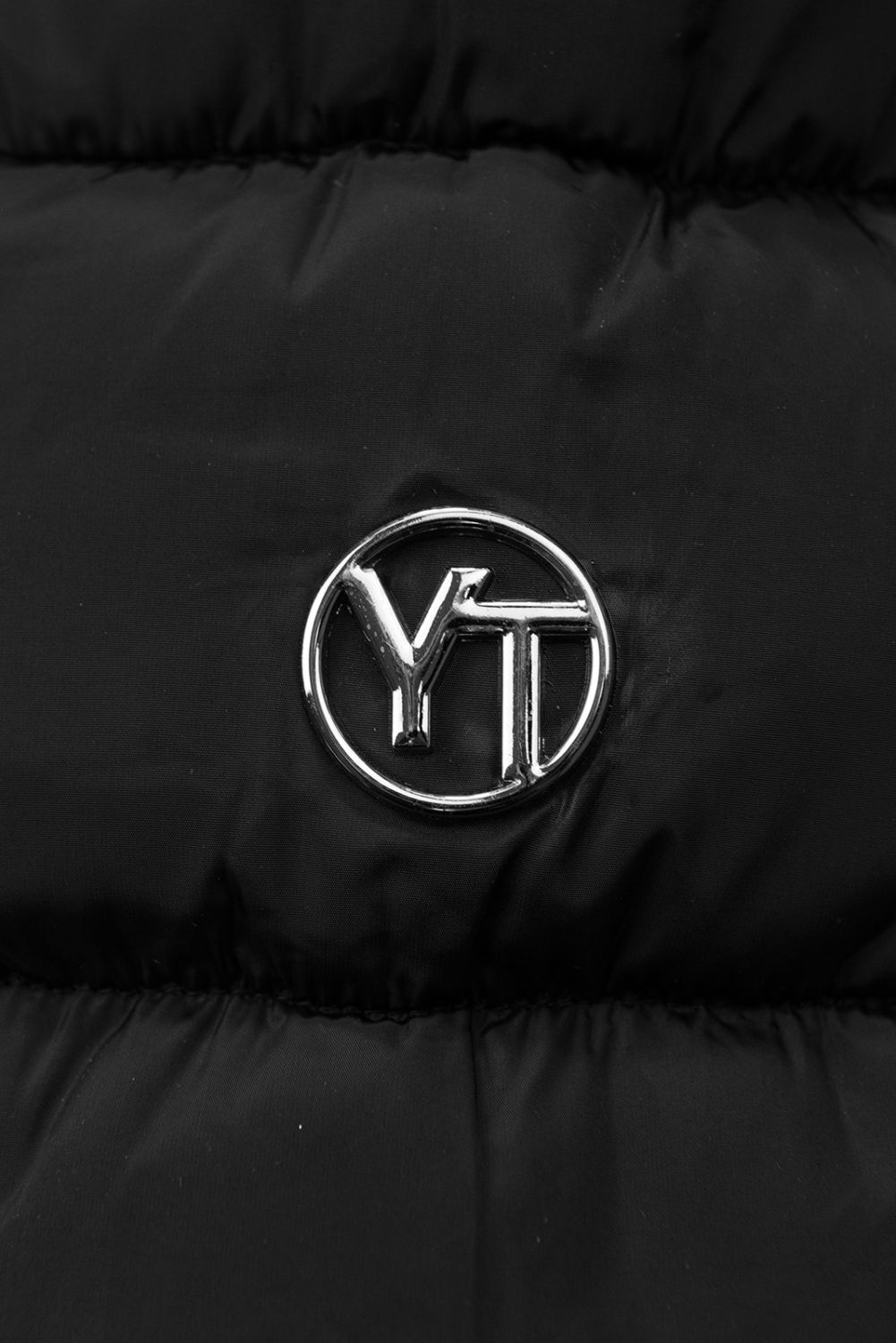 Winterjacke mit Gürtel und Kunstfell Schwarz