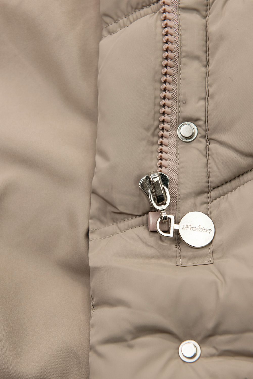 Winterjacke mit Gürtel und Kunstfell Beige