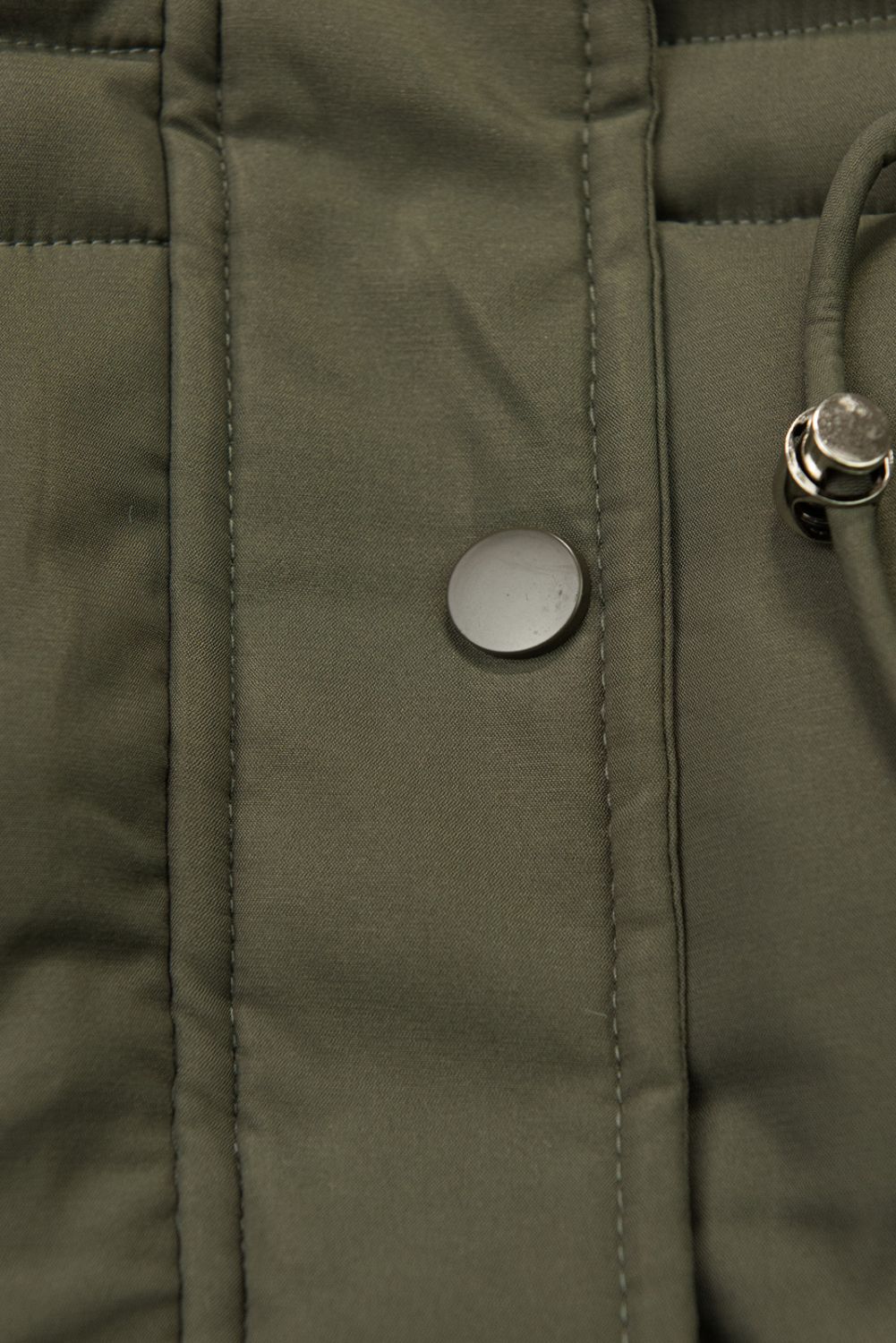 Damen-Winterjacke mit abnehmbarem Kunstfell Dunkelgrün