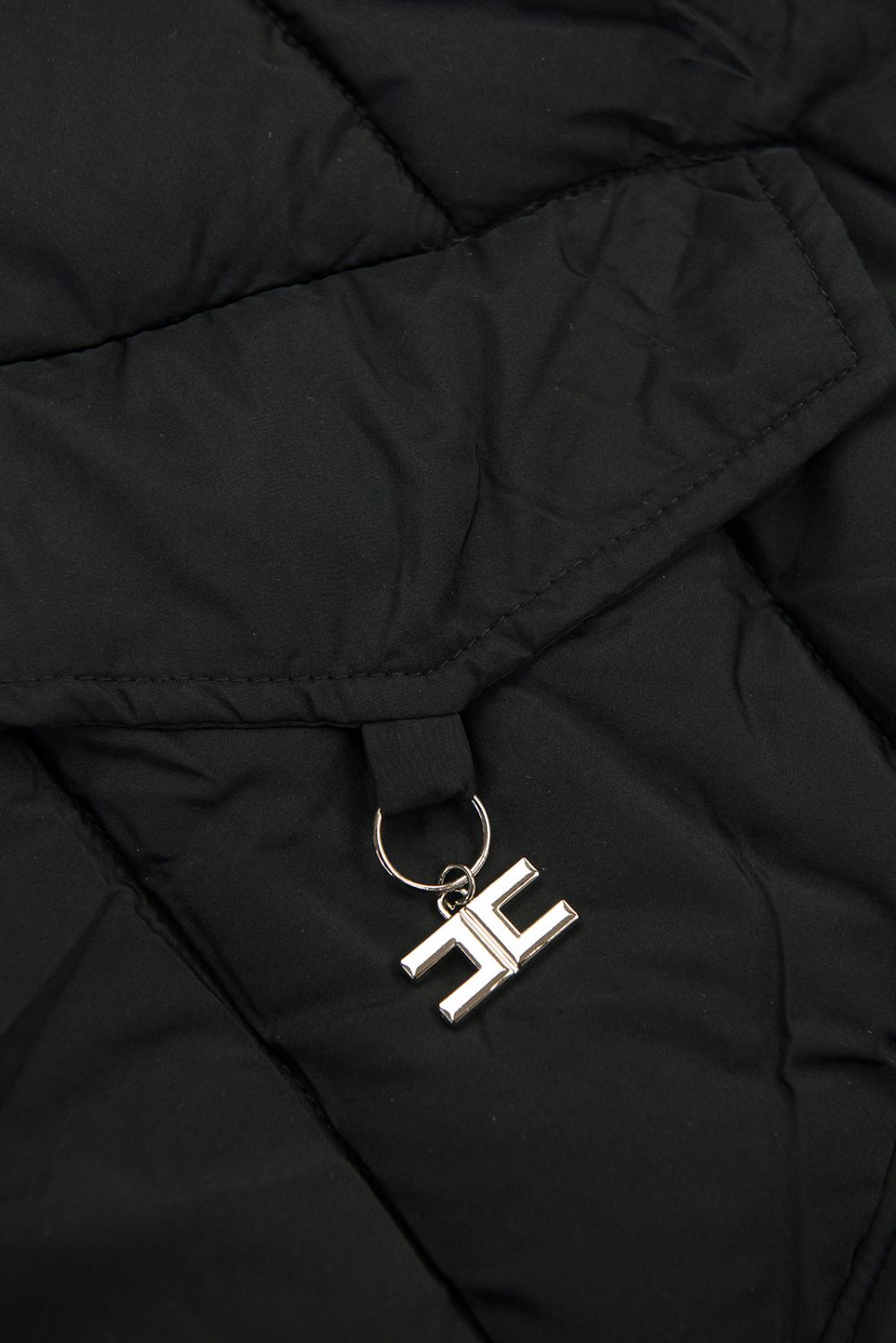 Damen-Steppjacke für den Winter mit Fell – Schwarz