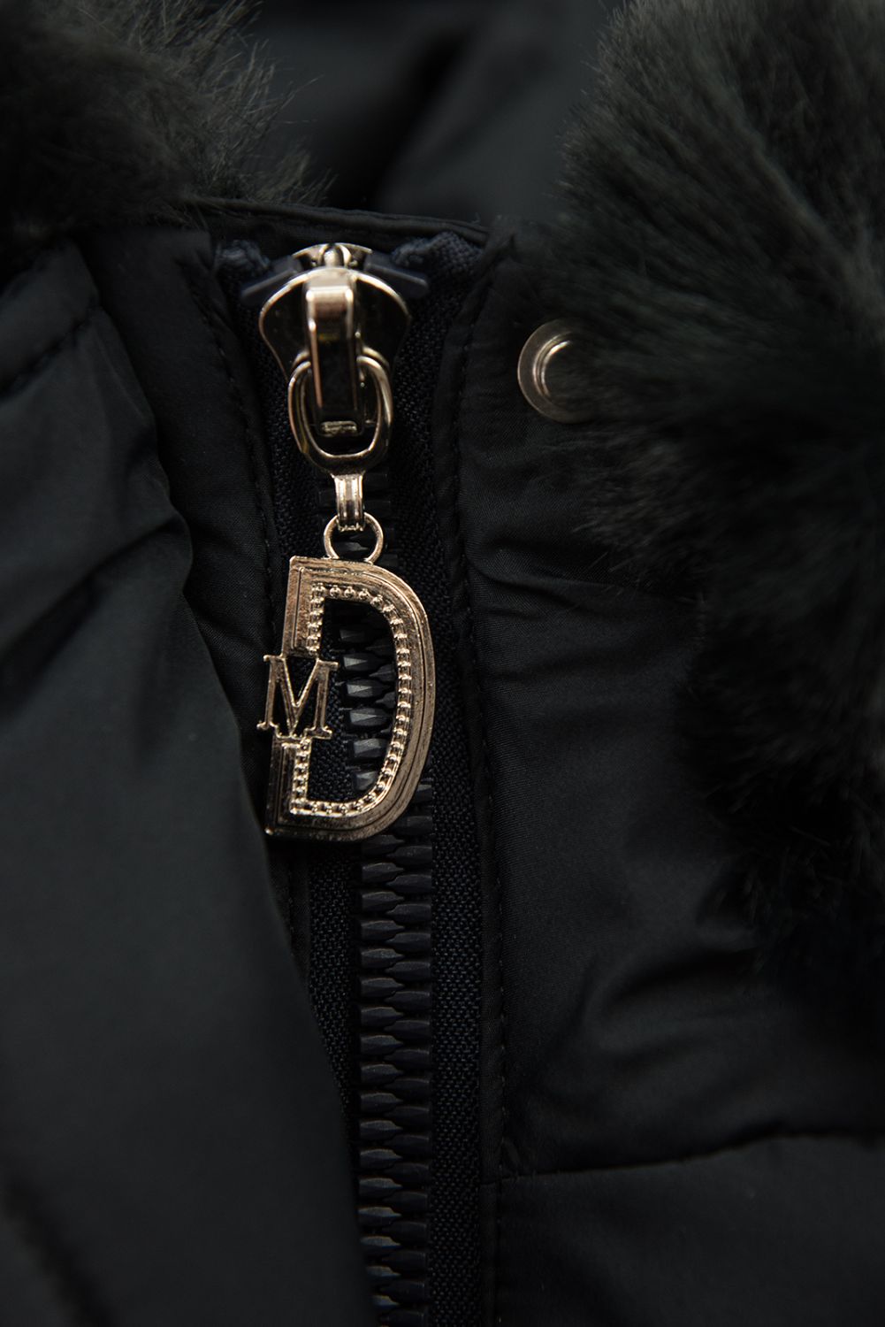 Damen-Steppjacke für den Winter mit Fell – Dunkelblau