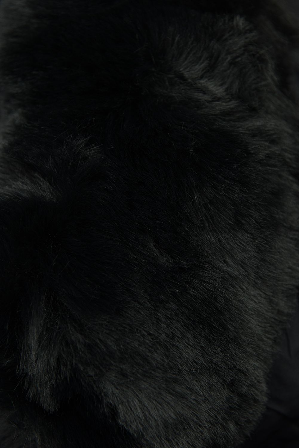 Damen-Steppjacke für den Winter mit Fell – Schwarz