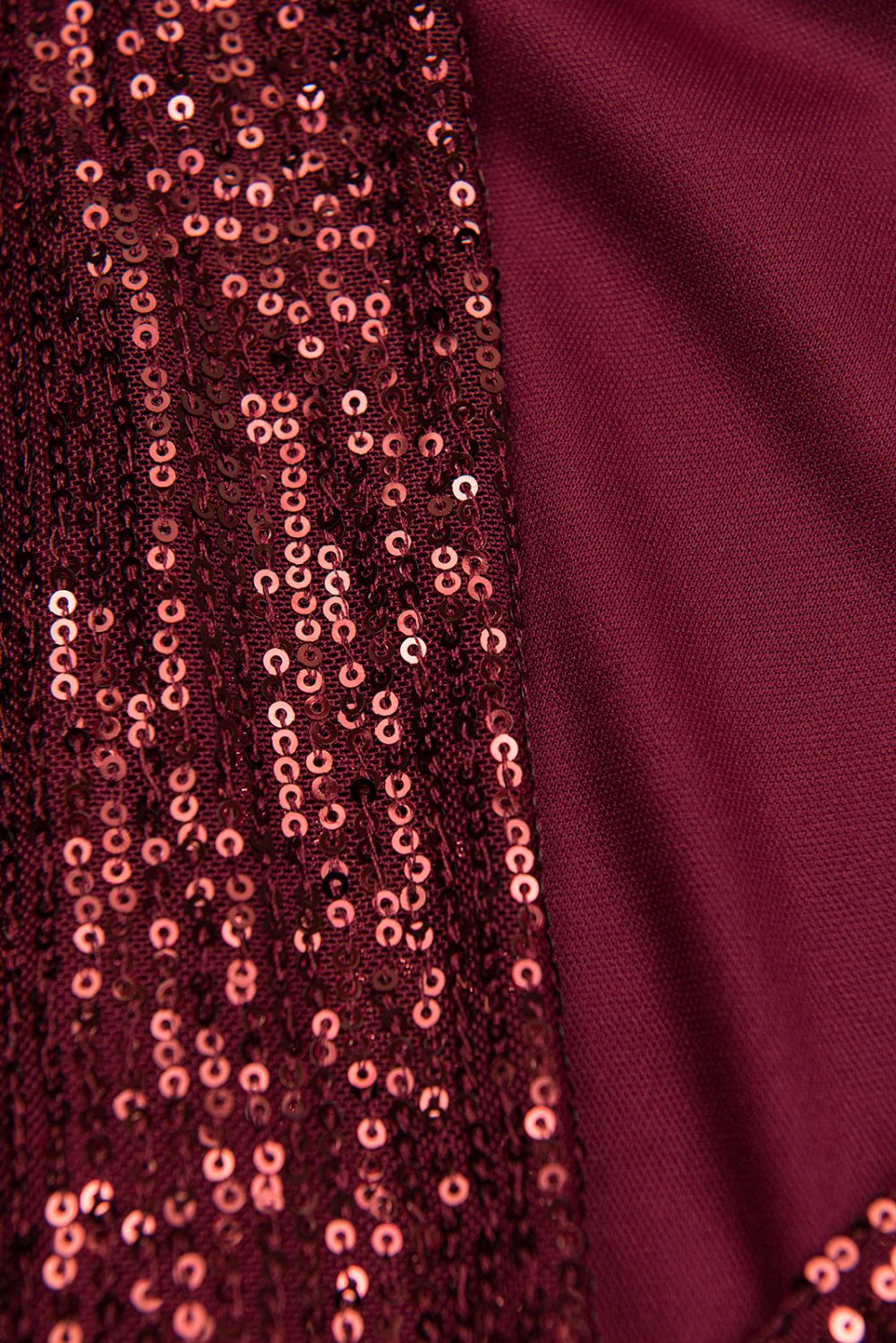 Pailletten Kleid mit V-Ausschnitt Weinrot