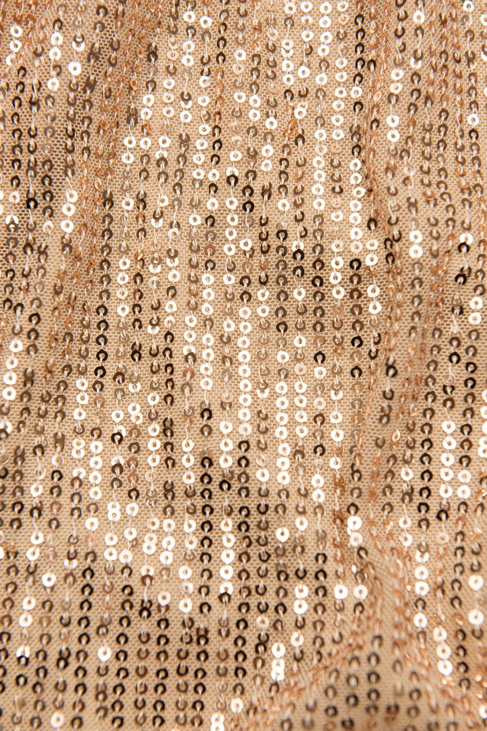 Pailletten Kleid mit V-Ausschnitt Beige