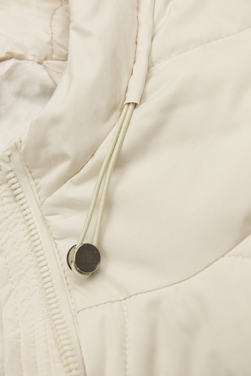 Gesteppte Frühlingsjacke mit Kapuze Cremegelb