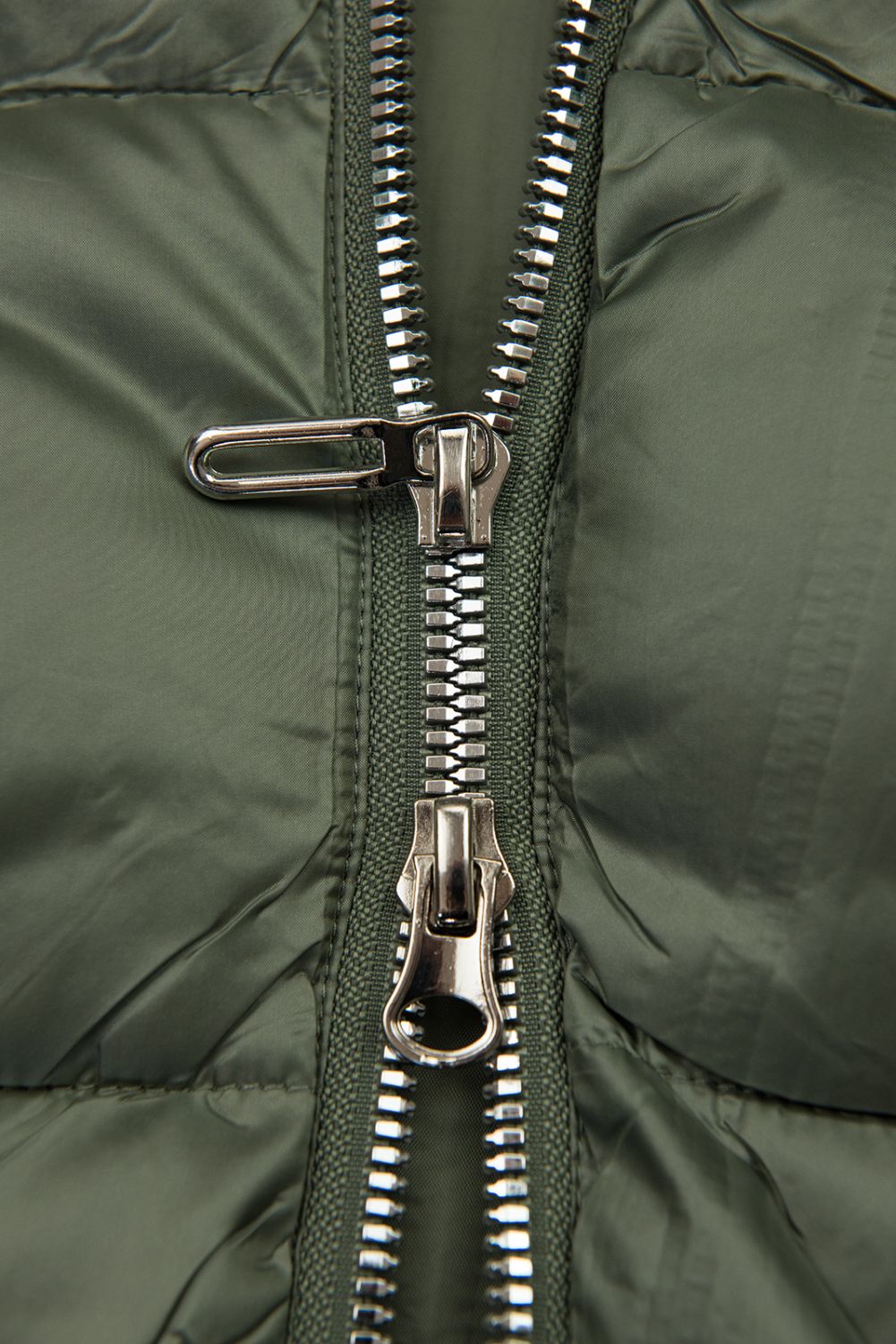 Winterjacke mit Fell, halbglänzend, Grün