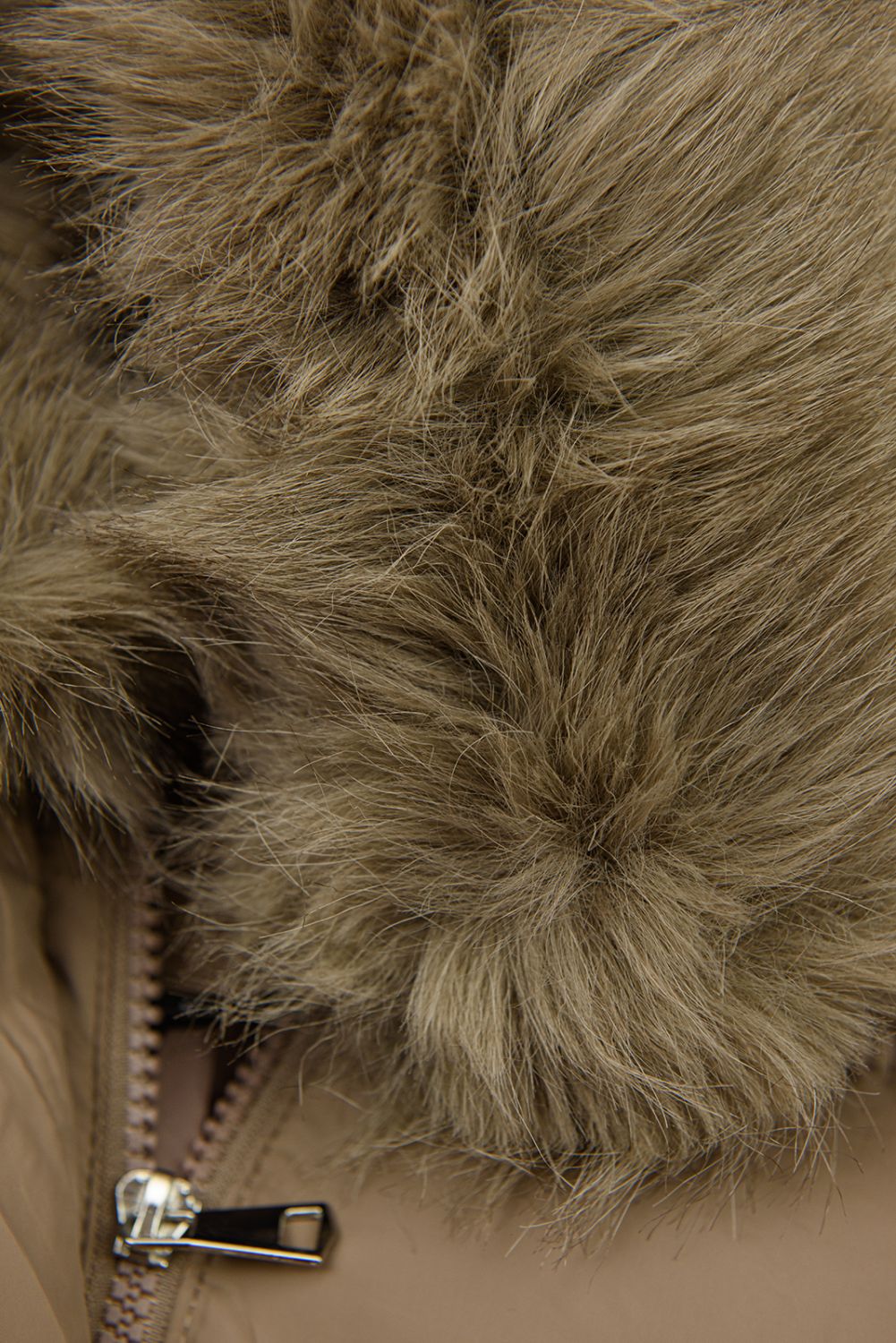 Damen-Wintermantel mit verstellbarer Taille Dunkelbeige