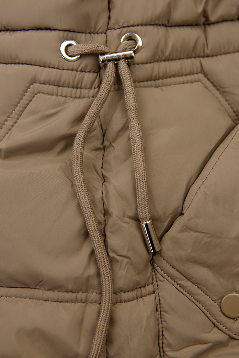 Damen-Wintermantel mit verstellbarer Taille Dunkelbeige