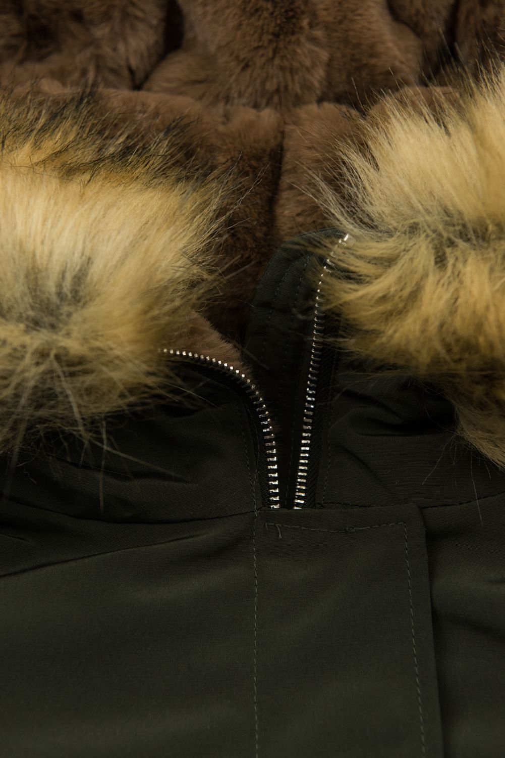 Parka mit Fleece Futter Kapuze khaki