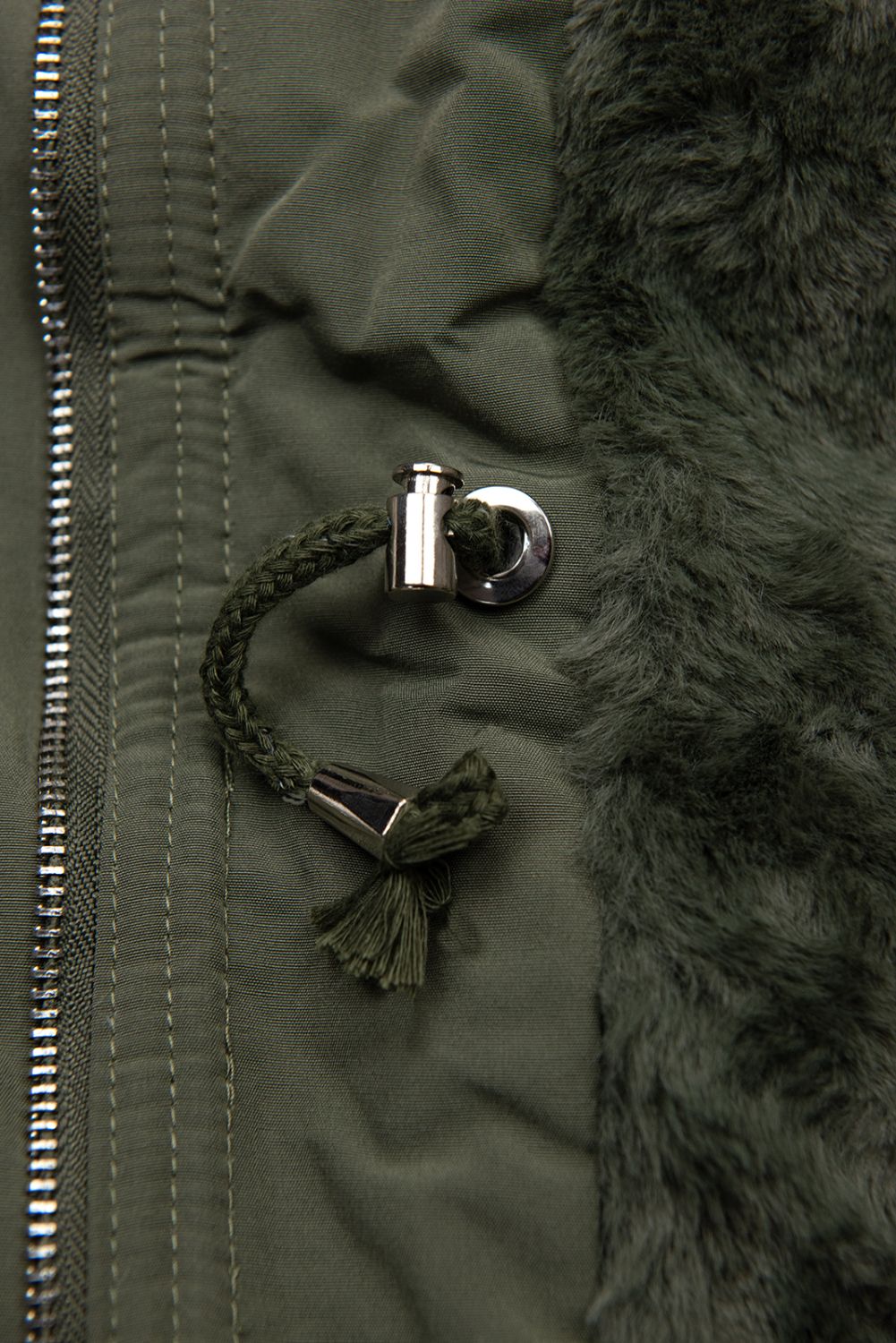 Winterparka mit Fellimitat olivegrün