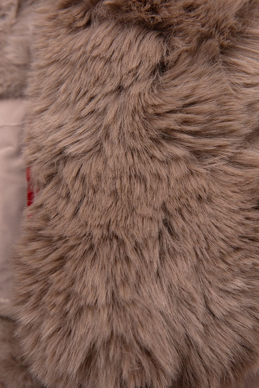 Winterparka mit Fellimitat beige-rosa