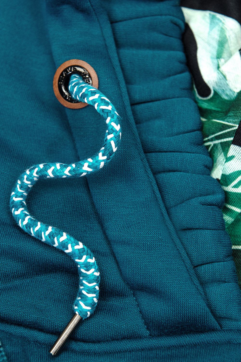 Sweatjacke mit bedrucktes Futter in der Kapuze türkisblau