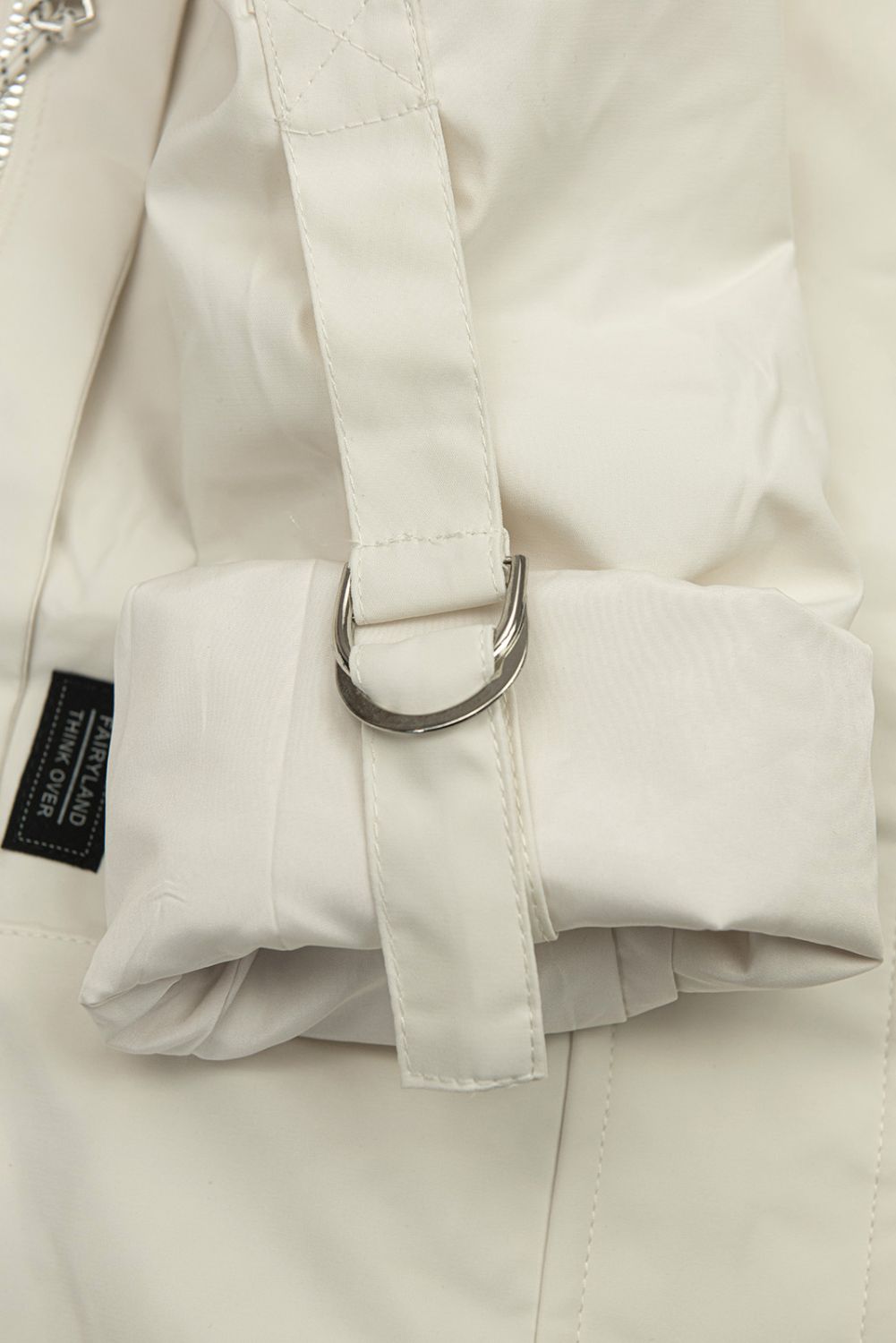 Verlängerter Parka s Print in der Kapuze Ecru