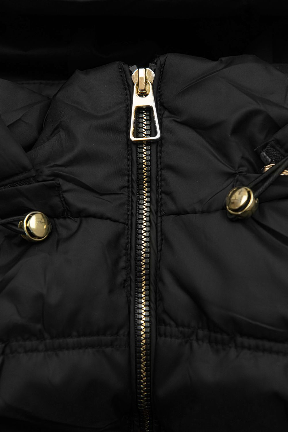 Gesteppte Damenweste mit abnehmbarer Kapuze Schwarz