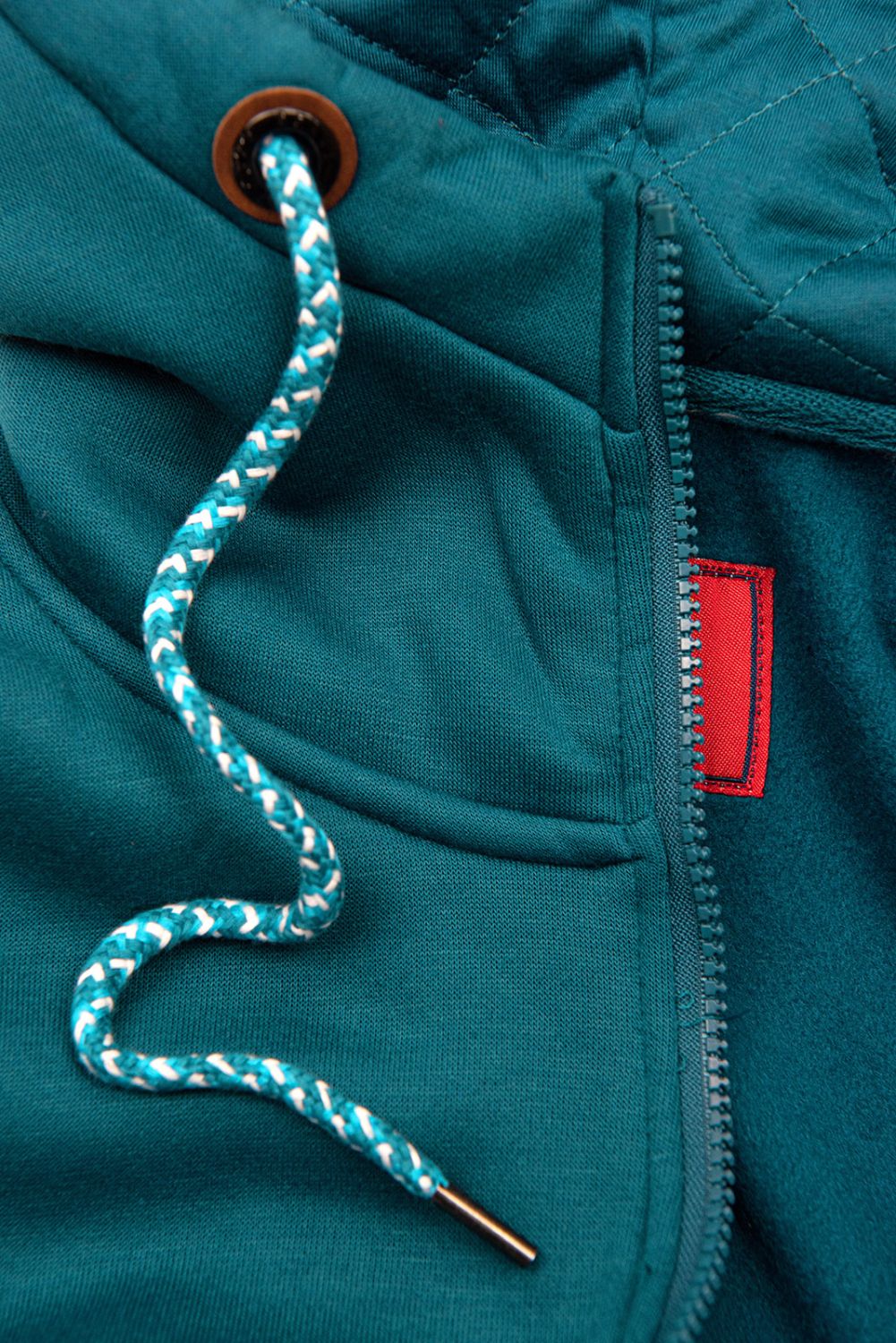 Sweatjacke mit gesteppte Kapuze Türkis