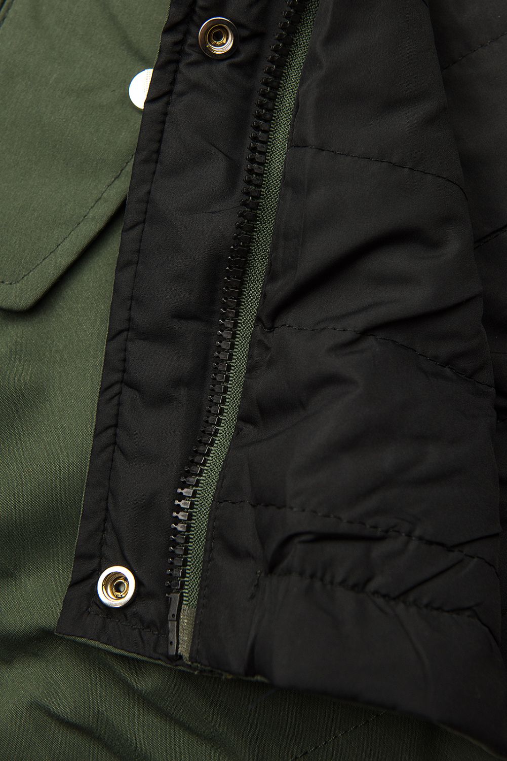 Leichter Parka mit Kapuze khaki/schwarz